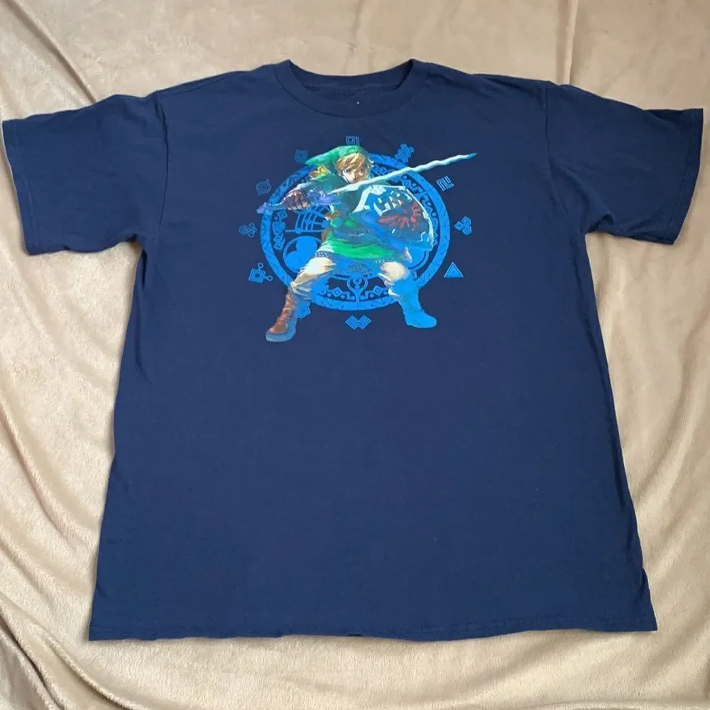 The Legend of Zelda Game Anime Graphic T-Shirt XL Unisex Navy Blue - Picture 2 of 5